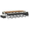 vidaXL 17 pcs conjunto de jantar p/ jardim c/ almofad&otilde;es vime PE preto