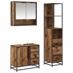 vidaXL Conjunto de M&oacute;veis para Banheiro com porta 3 pcs Madeira Antiga