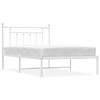 vidaXL Estrutura de cama em metal com cabeceira 107x203 cm branco