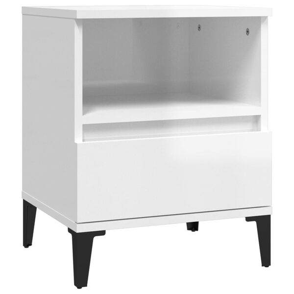 vidaXL Mesa de cabeceira 40x35x50 cm branco brilhante