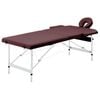 vidaXL Mesa de massagens dobr&aacute;vel 2 zonas alum&iacute;nio roxo tinto
