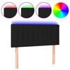 vidaXL Cabeceira de cama c/ luzes LED tecido 90x5x78/88 cm preto