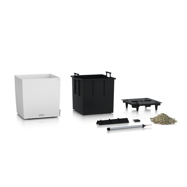 LECHUZA Vaso CUBE Cottage 40 ALL-IN-ONE cor branco