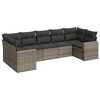 vidaXL 7 pcs conjunto sof&aacute;s p/ jardim c/ almofad&otilde;es vime PE cinzento