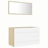 vidaXL 2 pcs conj. m&oacute;veis casa de banho contr. branco/carvalho sonoma