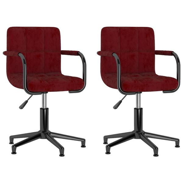 vidaXL Cadeiras de jantar girat&oacute;rias 2 pcs veludo vermelho tinto