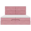 moldura de cama otomana vidaXL com colch&atilde;o rosa 200x200cm Veludo