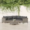 vidaXL 6 pcs conjunto lounge de jardim c/ almofadões vime PE cinzento