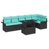 vidaXL Conjunto de Sof&aacute; de Jardim 7 pcs Preto Rattan Sint&eacute;tico