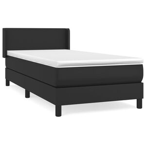 vidaXL Cama com molas/colch&atilde;o 80x200 cm couro artificial preto