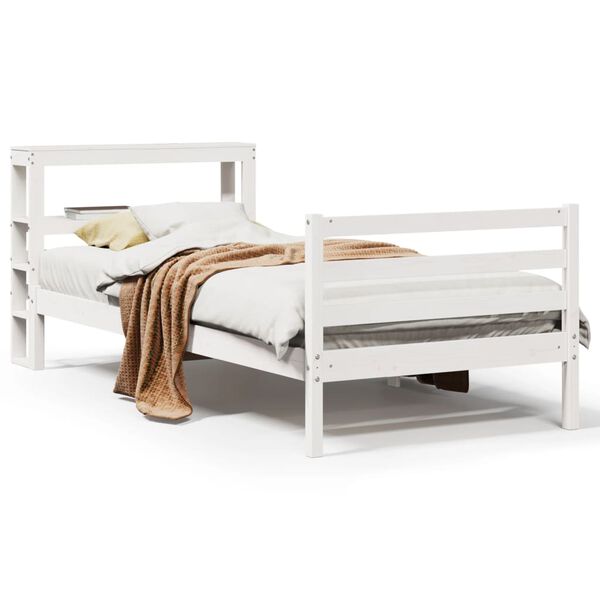vidaXL Cama sem colch&atilde;o 75x190 cm madeira de pinho maci&ccedil;a branco