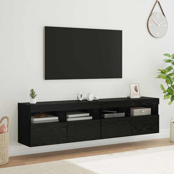 vidaXL Gabinetes de TV na Parede 2 pcs Carvalho Preto 80 x 30 x 40 cm