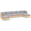 vidaXL 7 pcs conjunto lounge de jardim c/ almofad&otilde;es cinzentos pinho