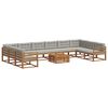 vidaXL Conjunto de Sof&aacute;s para Exterior 11 pcs Cinza Natural e Claro
