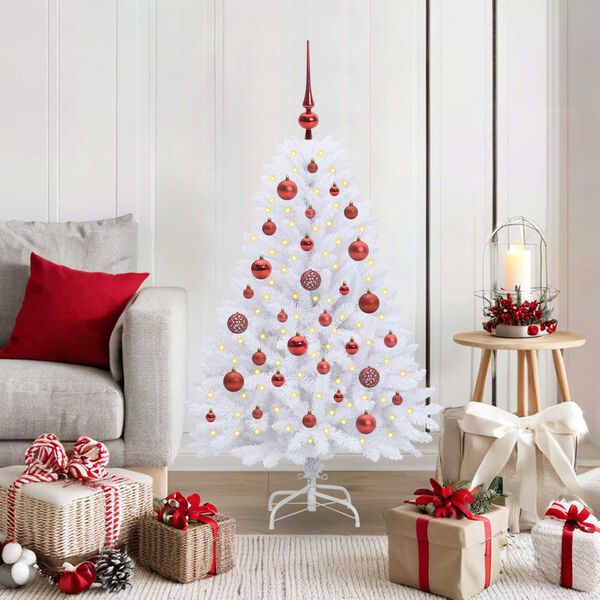 vidaXL &Aacute;rvore de Natal Articulada Artificial Branco 120 cm PVC e A&ccedil;o