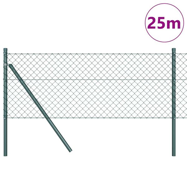 vidaXL Poste de Cerca Verde 25 x 0,6 m (malha de 40 x 40 mm) A&ccedil;o e PVC