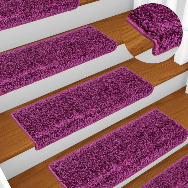 vidaXL Tapetes de escada 10 peças 65x21x4 cm roxo com borda retangular