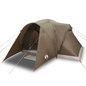 vidaXL Tenda familiar em c&uacute;pula para 6 pessoas imperme&aacute;vel castanho