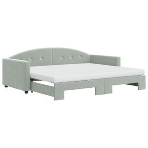 vidaXL Sof&aacute;-cama c/ gavet&atilde;o e colch&otilde;es 90x190 cm veludo cinzento-claro