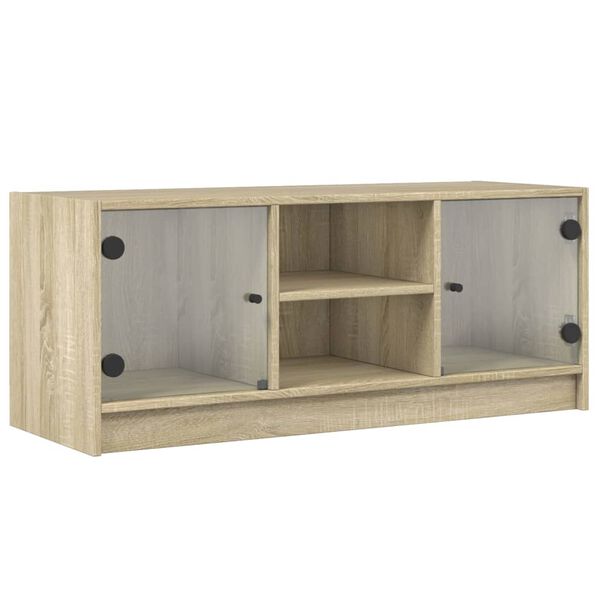 vidaXL M&oacute;vel de TV c/ portas de vidro 102x37x42 cm carvalho sonoma