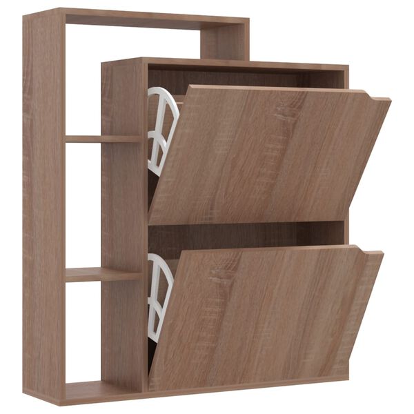 vidaXL Sapateira 79,5x24x90,5 cm contraplacado cor carvalho sonoma