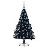 vidaXL &Aacute;rvore de Natal Artificial Pr&eacute;-iluminada Preto 150 cm PVC