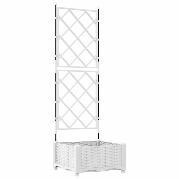 vidaXL Vaso de Jardim Branco 40 x 40 x 125,5 cm A&ccedil;o