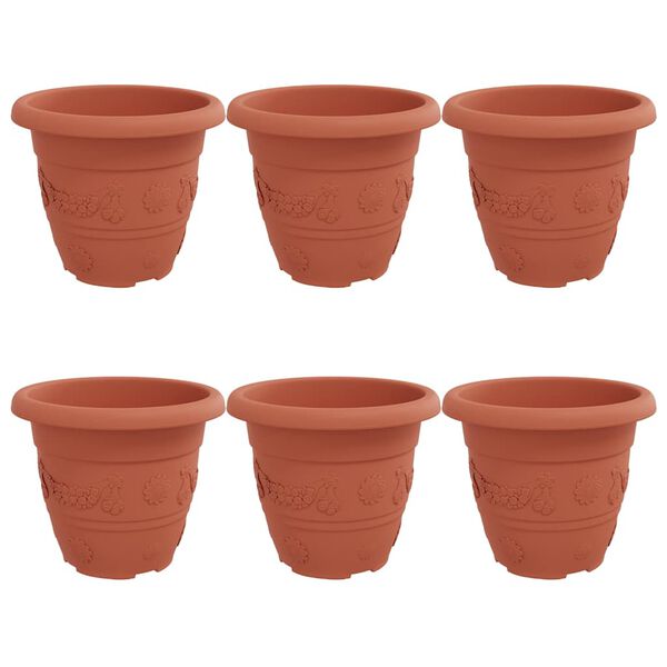 vidaXL Vaso Redondo para Flores 6 pcs Vermelho Tijolo &Oslash; 26 x 21.5 cm