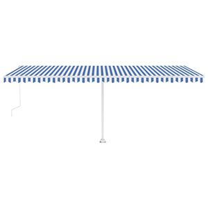 vidaXL Toldo El&eacute;trico 6 x 3 m Listrado Azul e Branco 100% Poli&eacute;ster