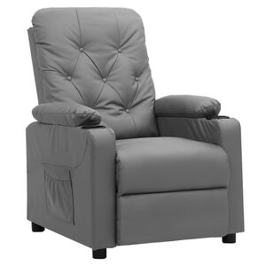 vidaXL Poltrona reclin&aacute;vel couro artificial cinzento