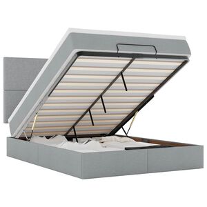 vidaXL Estrutura cama otomana colch&atilde;o 140x200cm tecido cinzento claro