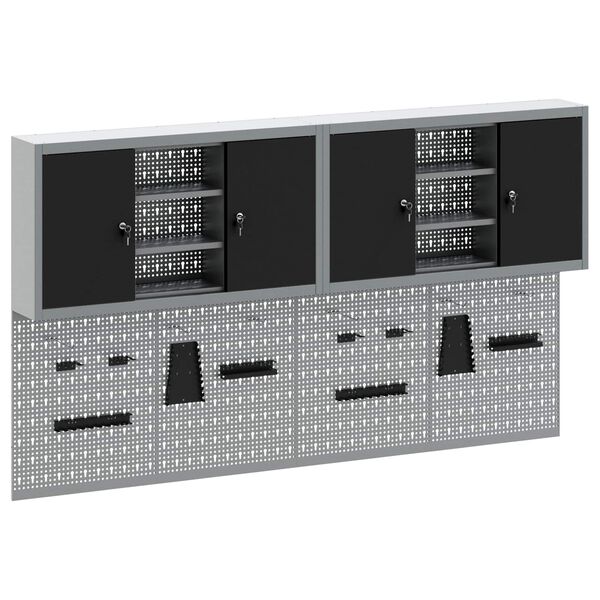 vidaXL Conjunto de Arm&aacute;rios de Ferramentas com prateleira 6 pcs Preto