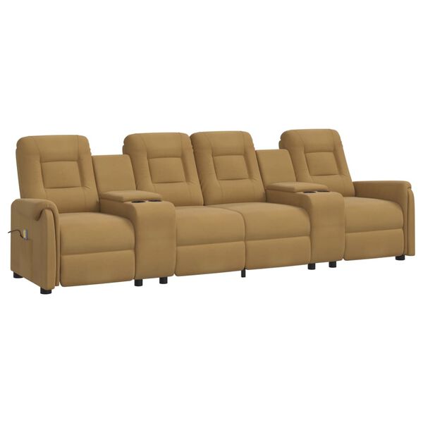 vidaXL Poltrona massagem 4lug. rel. c/ suporte copo cinza-acastanhado