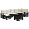 vidaXL Conjunto de Sof&aacute; de Jardim 8 unid. Preto e Branco Creme vime PE