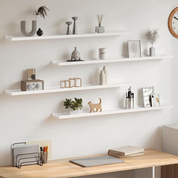vidaXL Prateleiras de parede 4 pcs 100x9x3 cm branco