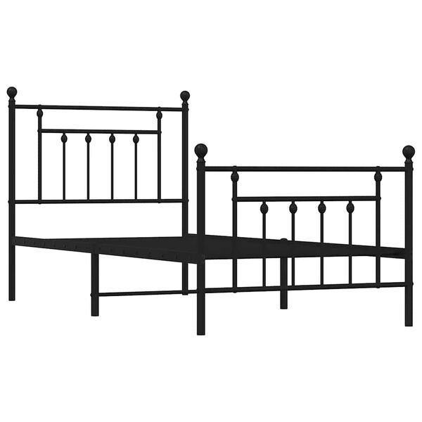 vidaXL Estrutura de cama com cabeceira e p&eacute;s 80x200 cm metal preto