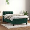 vidaXL Cama com molas/colch&atilde;o 90x200 cm veludo verde-escuro