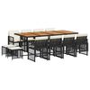 vidaXL 13 pcs conjunto de jantar p/jardim com almofad&otilde;es vime PE preto