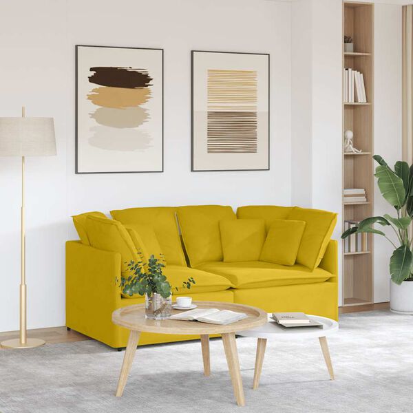 vidaXL Sofá modular com almofadas veludo amarelo