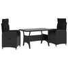 vidaXL Conjunto de Jantar para Exterior 3 pcs Preto vime PE