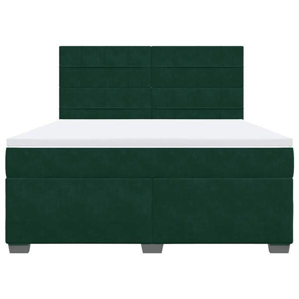 vidaXL Cama com molas/colch&atilde;o 180x200 cm veludo verde-escuro