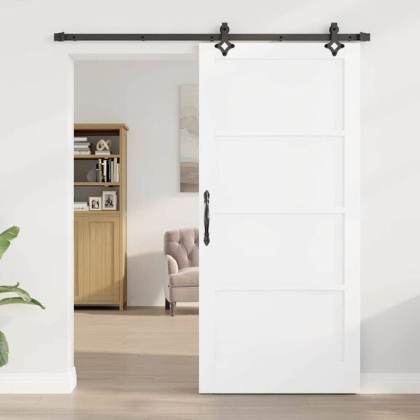 vidaXL Porta Deslizante Branco e Preto 93 x 202 cm