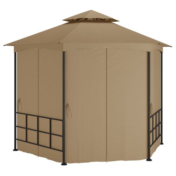 vidaXL Gazebo com paredes laterais 3,1x2,7 m cinzento-acastanhado