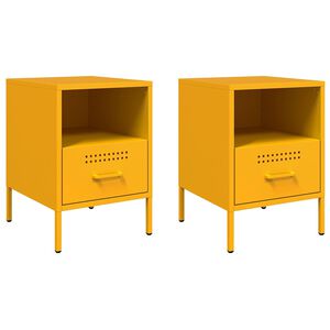 vidaXL Mesas de cabeceira 2 pcs 36x39x50,5 cm a&ccedil;o amarelo mostarda