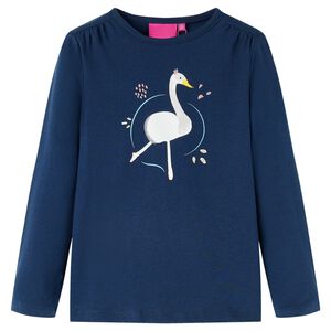 vidaXL T-shirt de manga comprida para crian&ccedil;a azul-marinho 116