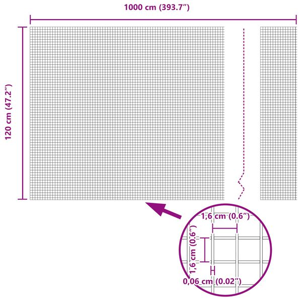 vidaXL Cerca de Arame Soldado Prateado 1.2 x 10 m