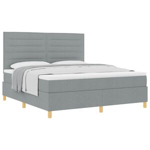 vidaXL Cama Box com colch&atilde;o Cinzento-claro 180 x 200 cm tecido
