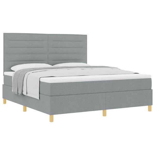 vidaXL Cama Box com colch&atilde;o Cinzento-claro 180 x 200 cm tecido