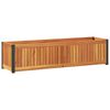 vidaXL Vaso/floreira de jardim 110x30x27,5 cm ac&aacute;cia maci&ccedil;a e a&ccedil;o