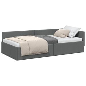 vidaXL Estrutura de Cama de Canto Cinza Escuro 80 x 200 cm tecido